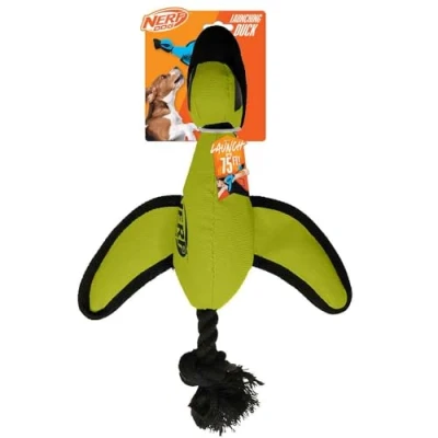 Image of Nerf Dog Large Nylon Launching Duck with Interactive Design, Green