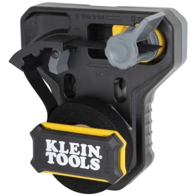 Image of Klein Tools 450 900 Cable Management, Hook and Loop Dispenser with 12 Foot x 3/4 Inch Tape Roll, Cuts Custom Length Tie Strips, Black