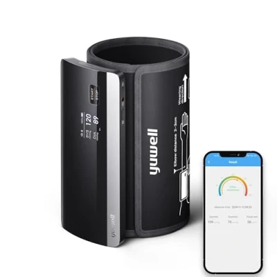 Image of yuwell Smart Blood Pressure Monitor with App, Digital Upper Arm BP Machine for Home Use &amp; Pulse Rate Monitoring Meter, Automatic, Voice Broadcasting Power Adapter and Batteries (YE630CR)