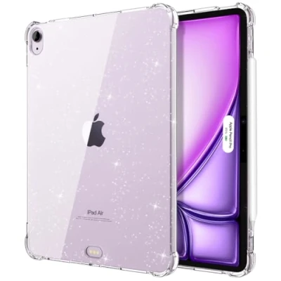 Image of TiMOVO for iPad Air 11 Inch M2 Case 2024, 6th/5th/4th Generation (2024/2022/2020), Slim TPU Clear Transparent Back Protective Cover, Support Apple Pencil Pro/2nd/USB C, Glitter