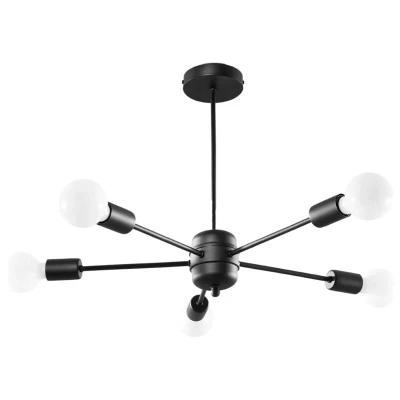 Image of Lango Multi Arm Semi Flush Ceiling light, Black, 5x E27