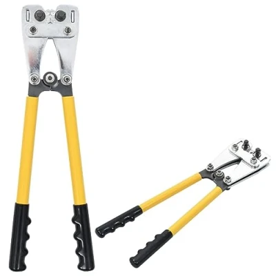Image of vidaXL Hydraulic Crimping Pliers, Robust Steel Wire and Stripping Tool, 50 kN Force, Ergonomic Design, Compact Size, Yellow