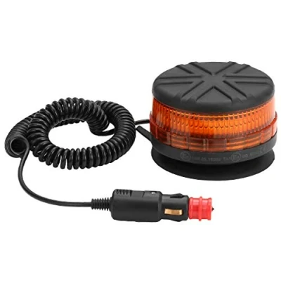 Image of D TECH LED Strobe Warning Beacon Lamp Flashing light for agricultural machines, commercial vehicle, school bus, tractor, excavators, truck (Magnetic Mounting)