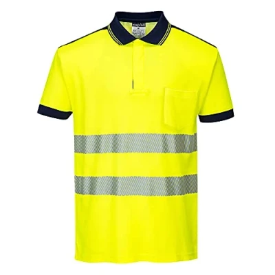 Image of Portwest PW3 Hi Vis Polo Shirt S/S, Size: L, Colour: Yellow/Navy, T180YNRL