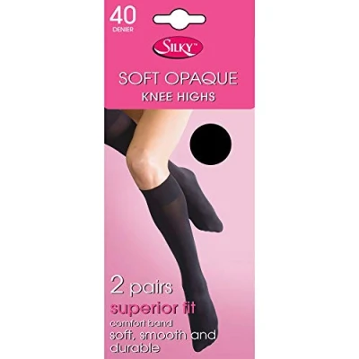 Image of Silky Womens/Ladies Opaque 40 Denier Knee Highs (2 Pairs) (One Size (UK Shoe 3 8)) (Black)