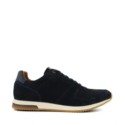 Image of Dune Mens Trilogy Lace Up Runner Trainers Size UK 9 Flat Heel Suede Navy