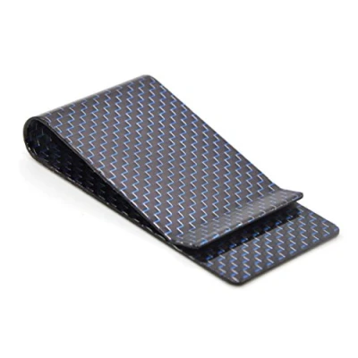 Image of Medifier Carbon Fiber Money Clip Wallet Business Credit Card Cash Glossy Holder L Blue