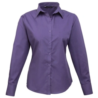 Image of Premier Fitness Women&#039;s Poplin Long Sleeve Blouse, Purple (Purple), (Size:18)