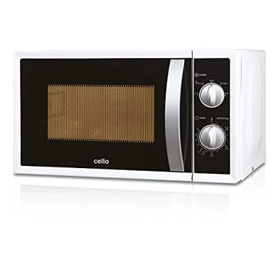 Image of Cello 800 Watt 20L Microwave Oven, 5 Heating levels, Auto Timer, Manual Control, Defrost Function &amp; Child Safety Lock, Basic White 800W, 20Litre Capacity Oven MM820CXN