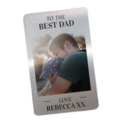 Image of Best Dad Ever Gift Personalised Photo Wallet Card Birthday For Daddy Keepsake