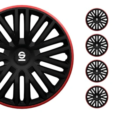 Image of Sparco Wheel Covers Bergamo 15 inch Black/Red Set of 4 pieces