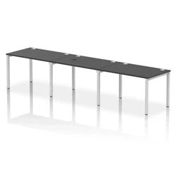 Image of Impulse Bench Single Row 3 Person 1200 Silver Frame Desk Black