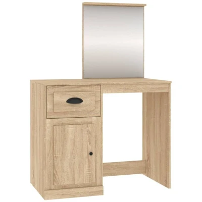 Image of vidaXL Dressing Table with Mirror Sonoma Oak 90x50x132.5 cm Engineered Wood