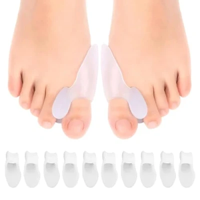 Image of MEETTIKEY 10 PCS Gel Bunion Corrector, Toe Spacers Corrector Big Straightener for Toe, Shield Foot Pain Relief, Calluses, Corns, Overlapping Toes