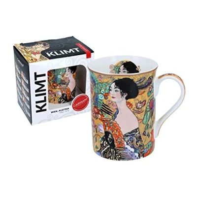 Image of CARMANI Classic Mug Decorated with Gustav Klimt &#039;Lady Fan&#039; 420ml