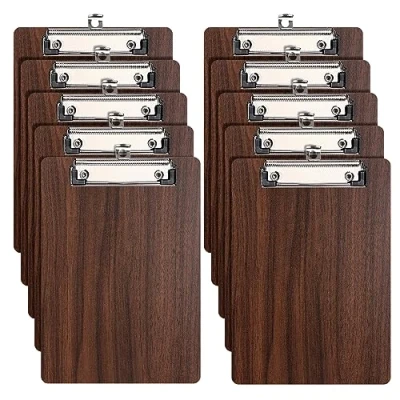 Image of DONGLI 10 Pack A5 Clipboard,Wooden Clipboard with Low Profile Clip and Hanging Hole,Clip Board Hardboard for Office, Business,Restaurant