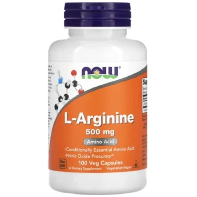 Image of Now Foods L Arginine 500mg Supports Nitric Oxide Production and Blood Flow 100 Capsules