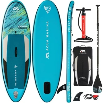 Image of Aqua Marina Vibrant Youth, Inflatable Stand Up Paddle Board (iSUP) Package,244 cm Length, Blue, 2022