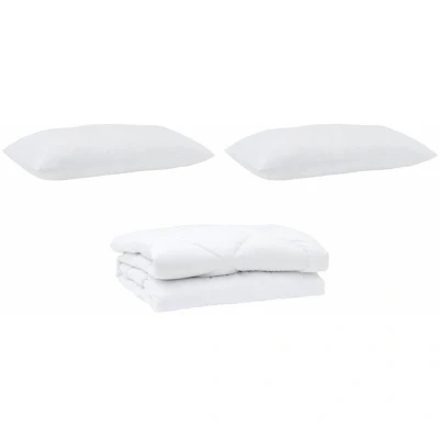 Image of Vidaxl Duvet Set with Pillow 3 pcs White 200 x 220 cm Microfibre