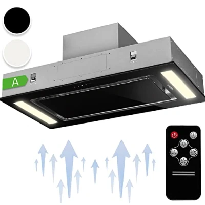 Image of Klarstein Remy Island Cooker hood, Kitchen Extractor Fan, Substructure Ceiling hood and bull; 90 cm, Touch, Cooking surface lighting; up to 620 m3/h Remote control, Black