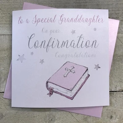 Image of To a Special Granddaughter on your Confirmation Congratulations Card Pink Bible