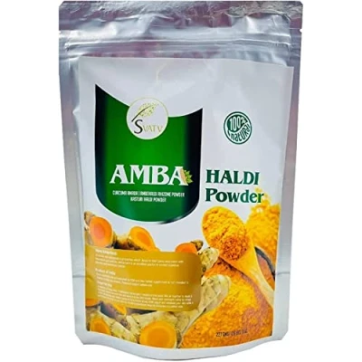 Image of SVATV Natural Wild Turmeric Powder Amba Haldi Kasturi Manjal Curcuma Aromatica For Glowing Skin Size 227 Gram, Half Pound, 8 Ounce