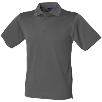 Image of Henbury Mens Coolplus® Pique Polo Shirt (L) (Charcoal Grey)