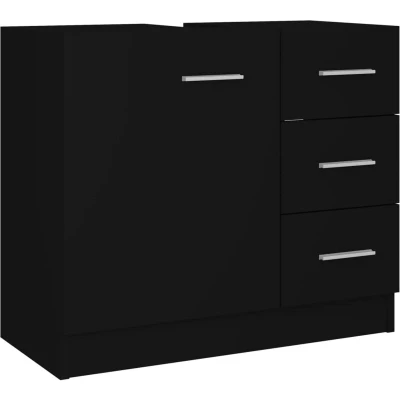 Image of vidaXL Sink Cabinet Black 63x30x54 cm Engineered Wood