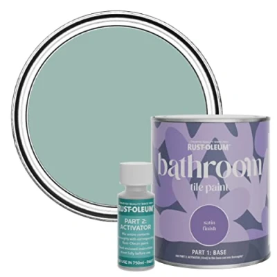 Image of Rust Oleum Blue Water Resistant Bathroom Tile Paint in Satin Finish Coastal 750ml