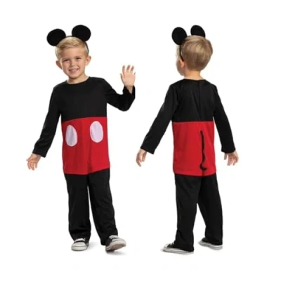 Image of Disney Official Classic Mickey Mouse Costume Kids Includes Headband Made with Super Soft Material Christmas Halloween Fancy Dress for and Toddlers Size M