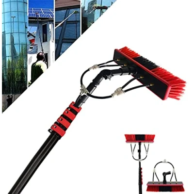 Image of water Fed Window Cleaning Pole 24 Foot Long With 20m supply hosee And Soap Dispenser, telescopic Hose Fed, Gutters Conservatory Extendable Extended brush Kit Gguwug