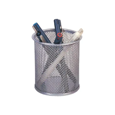 Image of Q Connect Mesh Pen Pot Silver Ref KF00846