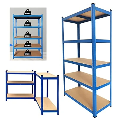 Image of ANSIMIDA Garage Shelving Units,150cm x 70cm 30cm Heavy Duty Racking Shelves For Storage 5 Bay, Tier (175KG Per Shelf), 875KG Capacity Workshop, Shed, Office, Blue