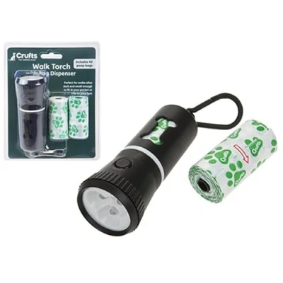 Image of PMS 879020 Crufts Walk LED Torch with Doggy Holder and Spare Bags Multicolor 3pcs Pet Poop