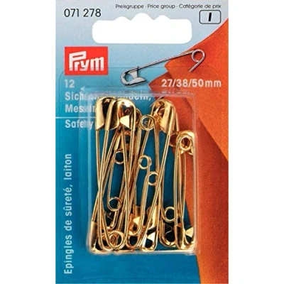 Image of Prym Safety Pins, Brass, Gold, 27/38/50mm