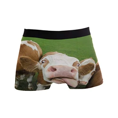 Image of ZZKKO Funny Cow Mens Boxer Briefs Underwear Breathable Stretch Trunk with Pouch M Brown
