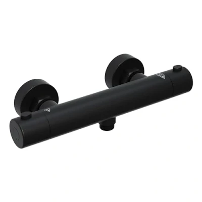 Image of Görbach Thermostatic Shower Mixer, Bath Tap G 1/2&quot; Connection, with Intelligent Constant Temperature Button, Matte Black