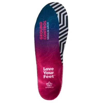 Image of Spenco Ground Control Medium Arch Insole Supportive Cushioning with Decoupled Heel Energy Return Polymer Pads Reduces Pronation Ideal for Active Individuals 1 Pair Included UK Size 3 5