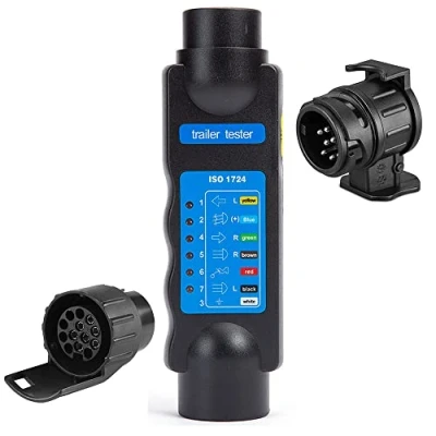 Image of SPARKMOTO 7 Pin Trailer Adaptor With Tester,12V 7Pin Light Wiring Circuit Tester,Trailer Tester Adaptors(Tester+2 Adapters)