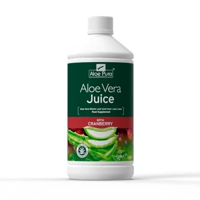 Image of Aloe Pura Vera Juice with Cranberry, Natural, Vegan, Cruelty Free, Food Supplement, 1ltr