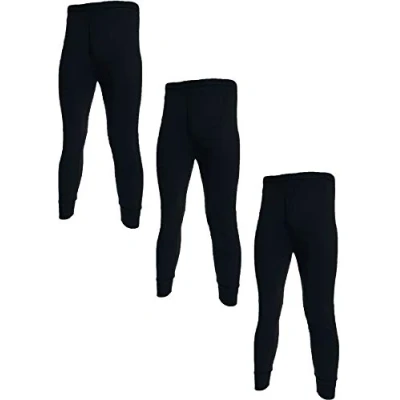 Image of 3 Pairs Mens Undercover Brushed Thermal Long Johns Black Small