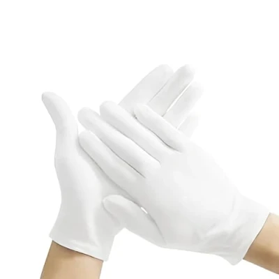 Image of White Gloves, 2 Pairs 100%Cotton Gloves for Eczema, Cotton Eczema Men and Women Dry Hands,
