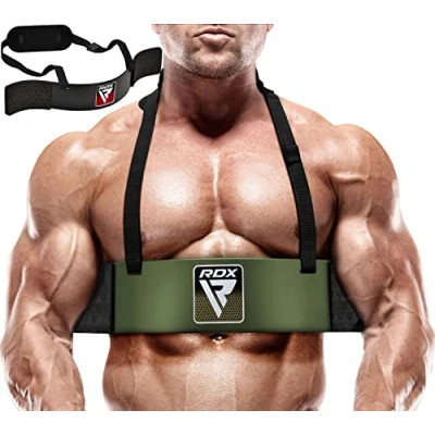 Image of RDX Arm Blaster Biceps Triceps, 23 Aluminum Fitness Curl Support Isolator, Weightlifting Muscle Gains Big Arms Extension Builder, Adjustable 42 Strap, 6MM Neck Pad, Curved Design, Thick Padding