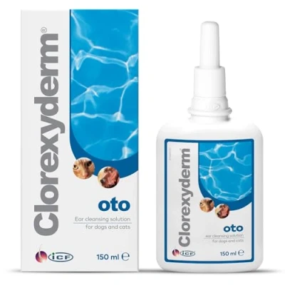 Image of ICF Clorexyderm® oto Cat &amp; Dog Ear Cleaner Solution Wax Removal Drops in a Dropper Bottle for Bad Odour Sensitive or Itchy Ears 150 ml