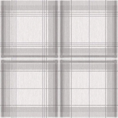 Image of Plaid Check Tartan Wallpaper Chequed Woven Linen Effect Grey White Y�L