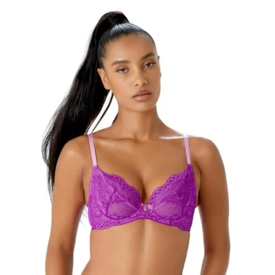 Image of Gossard Womens Superboost Lace Non Padded Plunge Bra Orchid Purple Size 32C