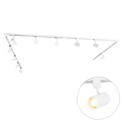 Image of Qazqa Modern 1 Phase Rail System with 10 Spots White Jeana Suitable for LED GU10 Way Light Steel Surface Mounted spotway