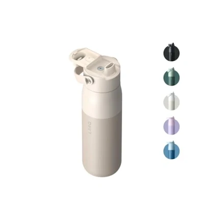 Image of LARQ Bottle Swig Top 34oz Insulated Stainless Steel Water with Built in Silicone Handle Thermos, BPA Free Reusable for Sports, Gym, and Travel, Mojave Dune