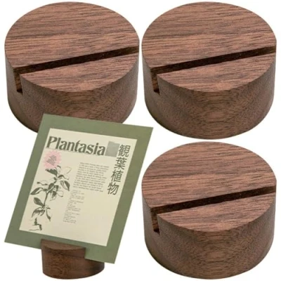 Image of 4 Pcs Wood Place Card Holders Wooden Sign Table Number Stands Name Holder for Wedding Party Events Tables