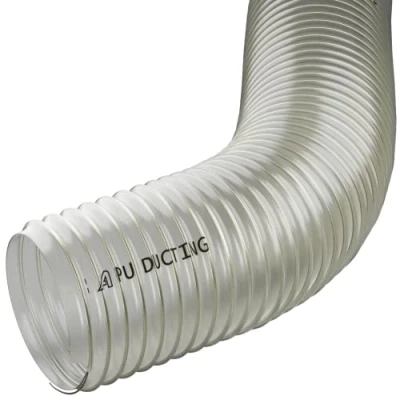 Image of 125mm Clear Polyurethane Pipe for Dust, Fumes, Vapour, Woodwaste, Air Extraction, Ventilation 2m Long